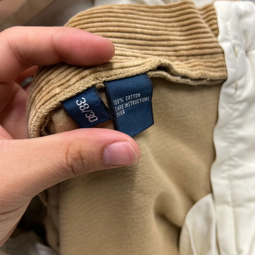 Vintage Polo Ralph Lauren Andrew Pant Corduroy Pleated Tan 38x30 NWT Faded